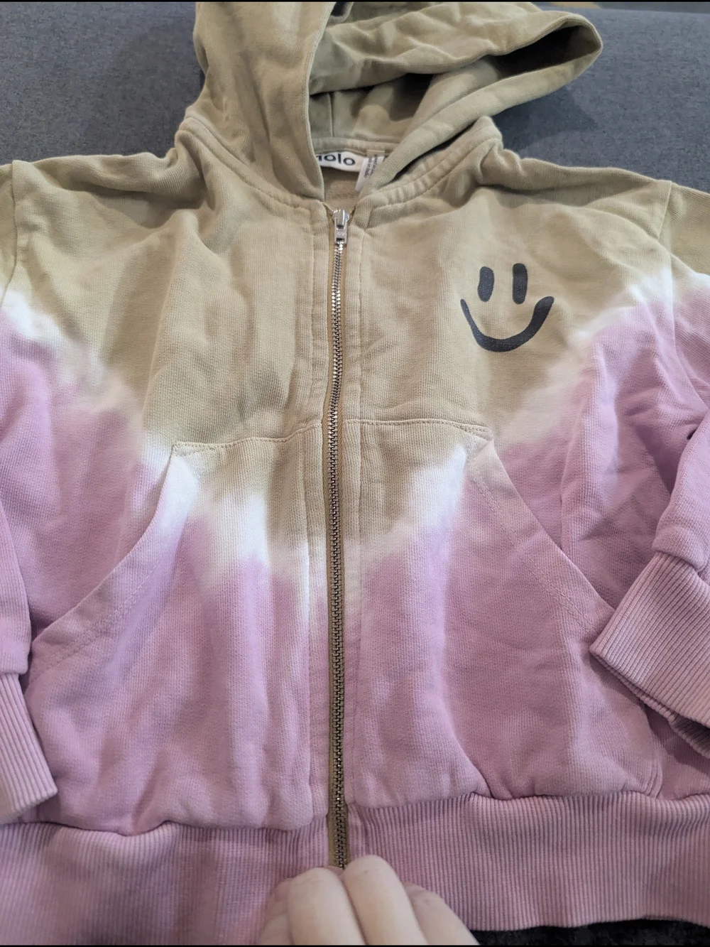 Molo Pink & Tan Tie-Dye Smiley Zip Hoodie